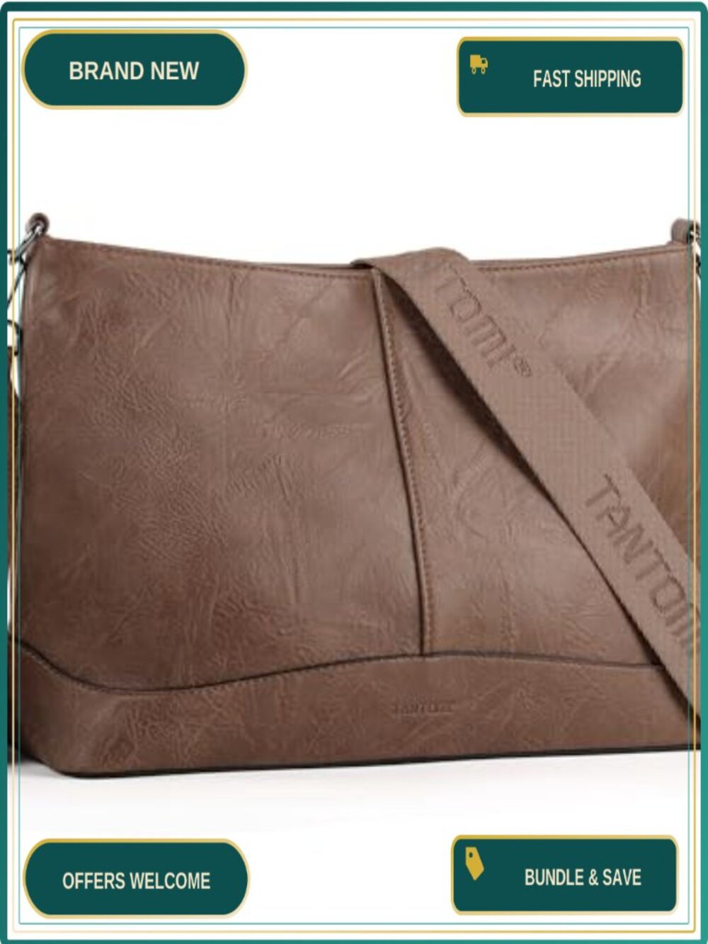 Crossbody Bag Vegan Leather Shoulder Purse Adjustable Strap